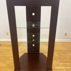 Modern Media Console / Audio Video Component Stand with Glass Shelves