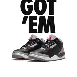 Nike Jordan Black Cement 3 2024 Brand New!! 