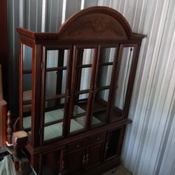 Cherry Wood Amish China Cabinet With Led Lighting 