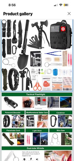 Brand New Emergency Survival Kit and First Aid Kit, 142Pcs Professional Survival Gear and Supplies Equipment with Molle Pouch, Gift for Christmas Men