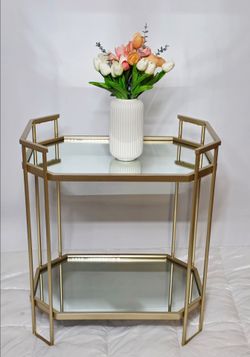 Gold Metal Two-Tier Octagonal Side Table