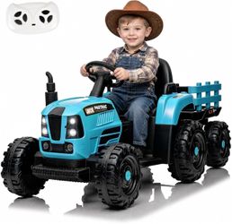 Brand new 24V Ride on Tractor with Trailer, Electric Tractor Toy for Kids, 400W Toddler Ride On Toy W/Remote Control, Kid's Electric Car with 3 Speed 