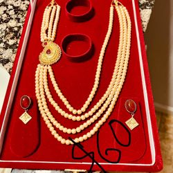 Gold Plated And Pearl Set