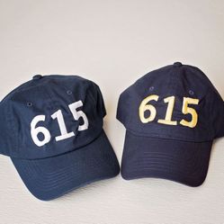Navy Blue 615 Area Code Baseball Cap Hat Trucker  Nashville Tennessee  Adjustable  Dad 