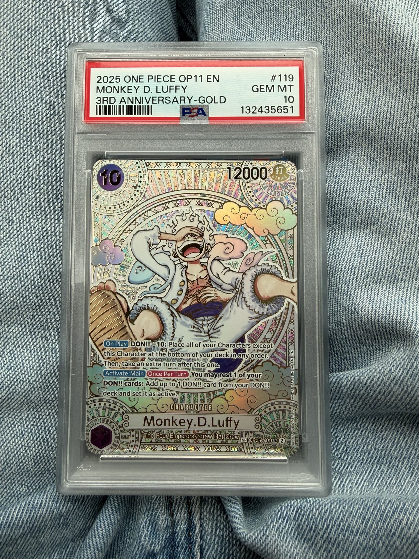 Monkey.D.Luffy (119) (SP) (Gold) - A Fist of Divine Speed (OP11) PSA 10