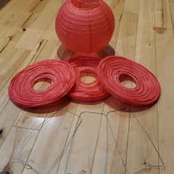 NEW 4 Red Paper Lantern Party Decorations (10")