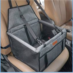 Gray Dog Car Seat Pet Booster Seat for Small Pups with pvc pipe support frame