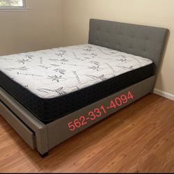 Gray Queen Bed With Nice Orthopedic Supreme Mattress Included 📍 