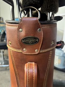 Vintage brown faux Lehrer Spalding golf bag