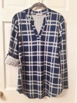 HALIFE  Plaid V-Neck Tunic