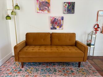 70” Sofa Couch Brown Velvet Removable Covers