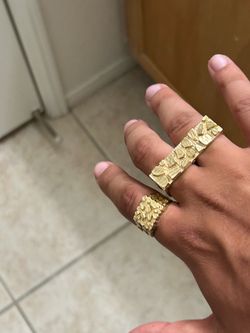 10k gold double nugget ring