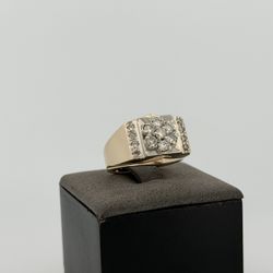 14K Yellow Gold Men's Diamond Ring With Natural Diamonds .90tcw Size 10