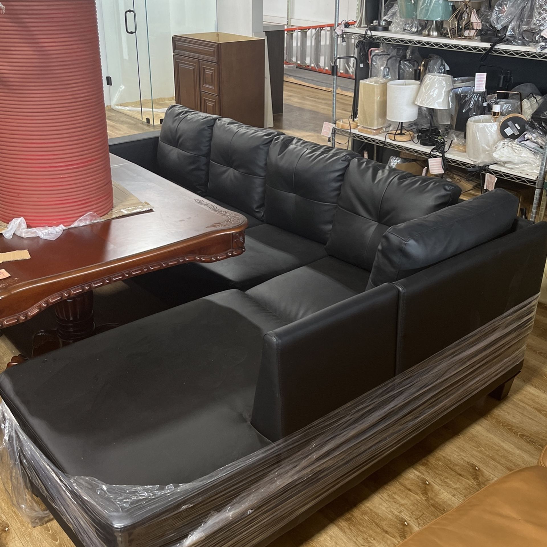 Leather 7 set Sofa Black