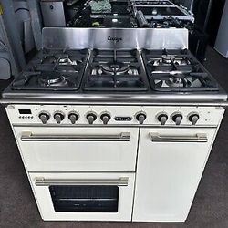 DELONGHI D3VR 908 DF 1 Cream 90cm Range Gas Cooker With Dual Fuel Oven And Grill