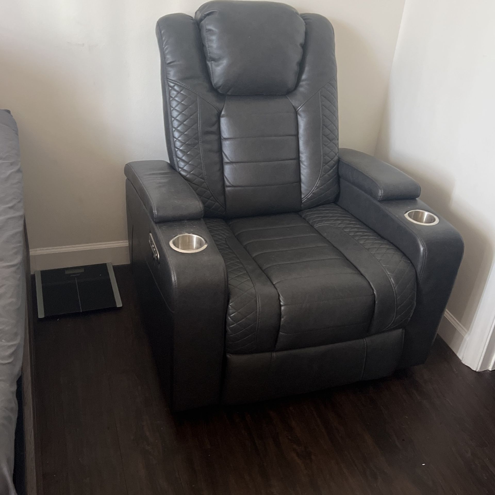 Grey Electric Recliner Couch With Led Lights 