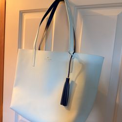 Large Kate Spade, Reversible Tote, And Light Aqua Blue, And Inside Is Cobalt Blue