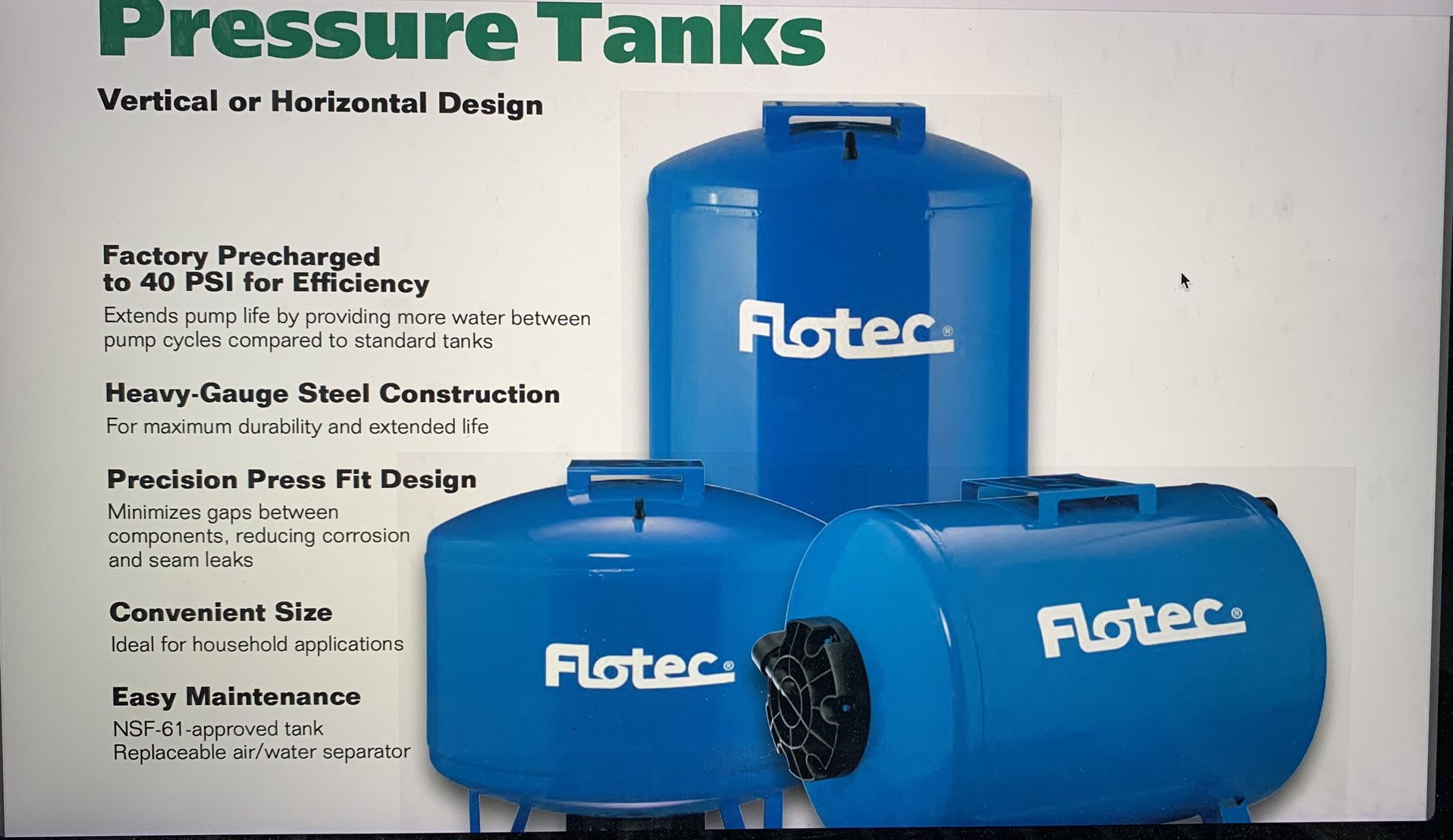 Flotec Pressurized Tank (ER 42gal.)