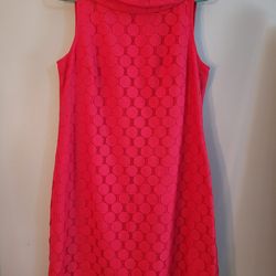 Adrianna Papell Pinkish Red Circle Lace Sleeveless Dress Size 12