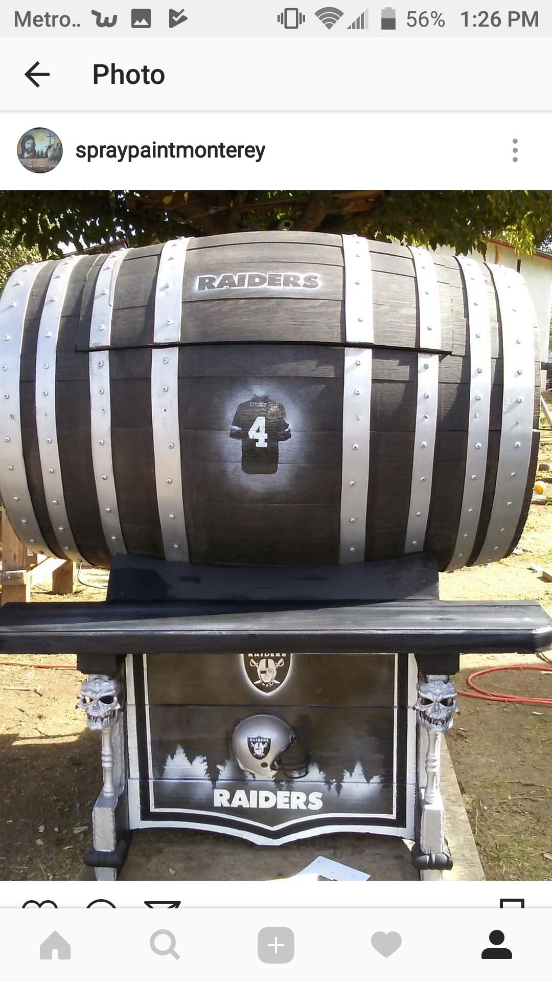 Oakland raiders wine barrel ice chest