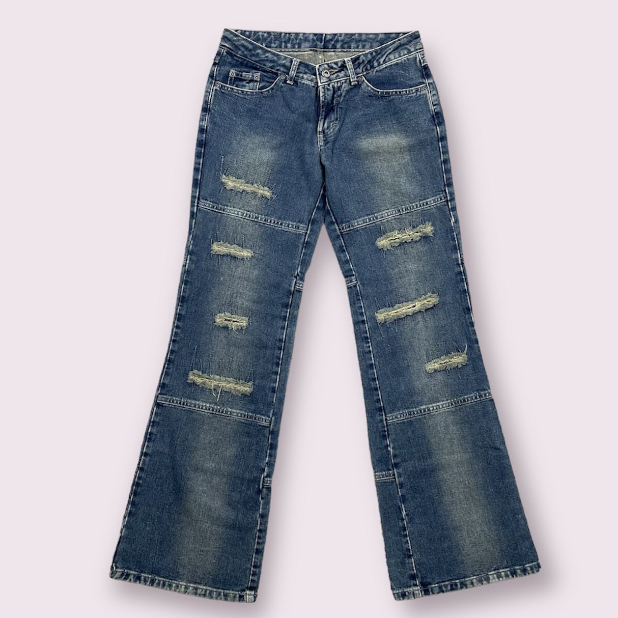 MONNARI Vintage Y2K 2000’s Faded Distressed Mid Rise Wide Leg Jeans