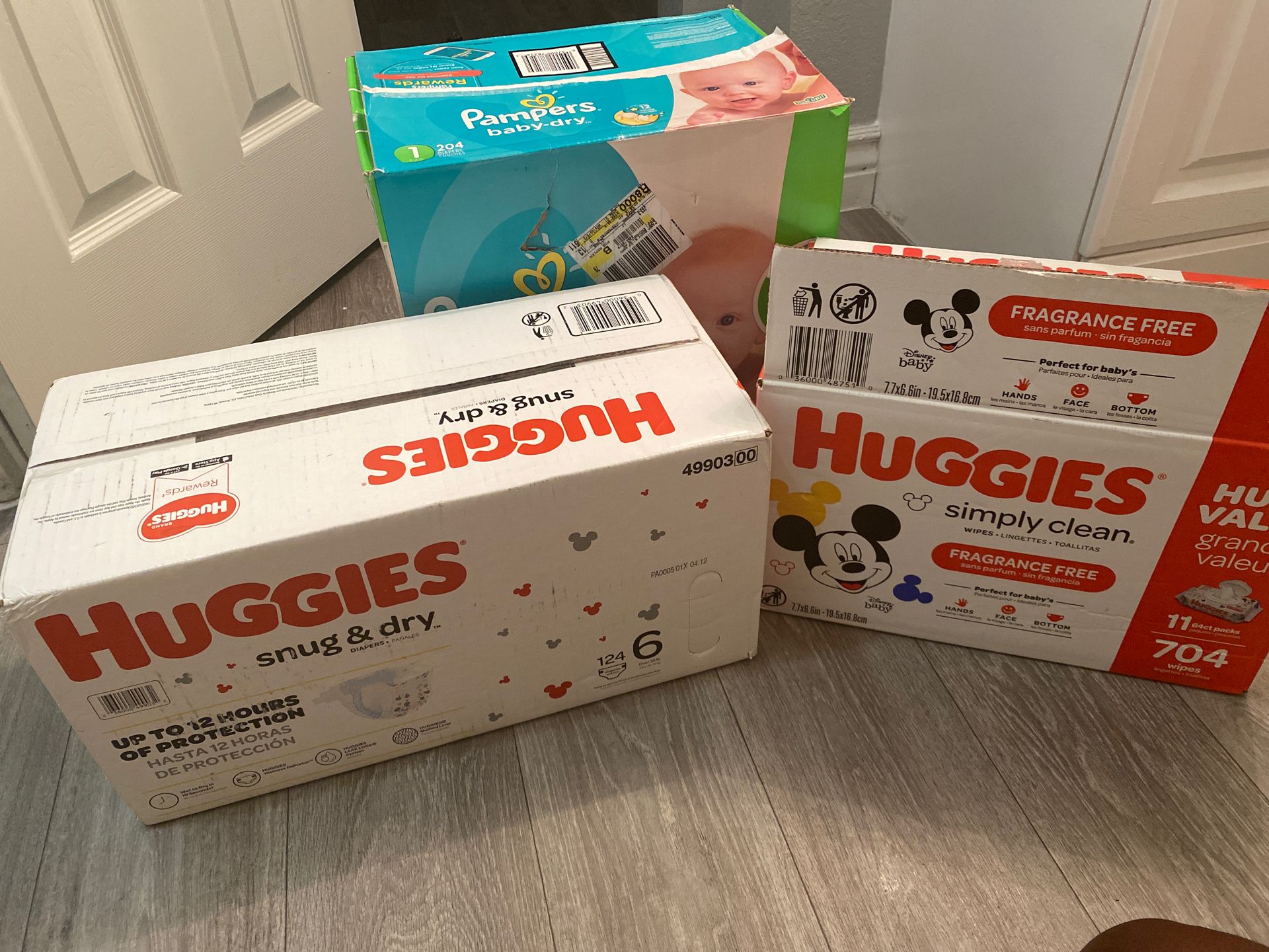 Baby wipes and diapers