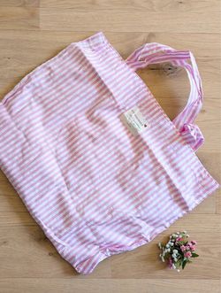 Blue and White Striped Canvas Tote Bag（Korea Style！）