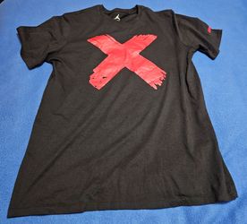 Used Air Jordan Retro 1 Banned Black Red Bred T- Shirt, Men's Large