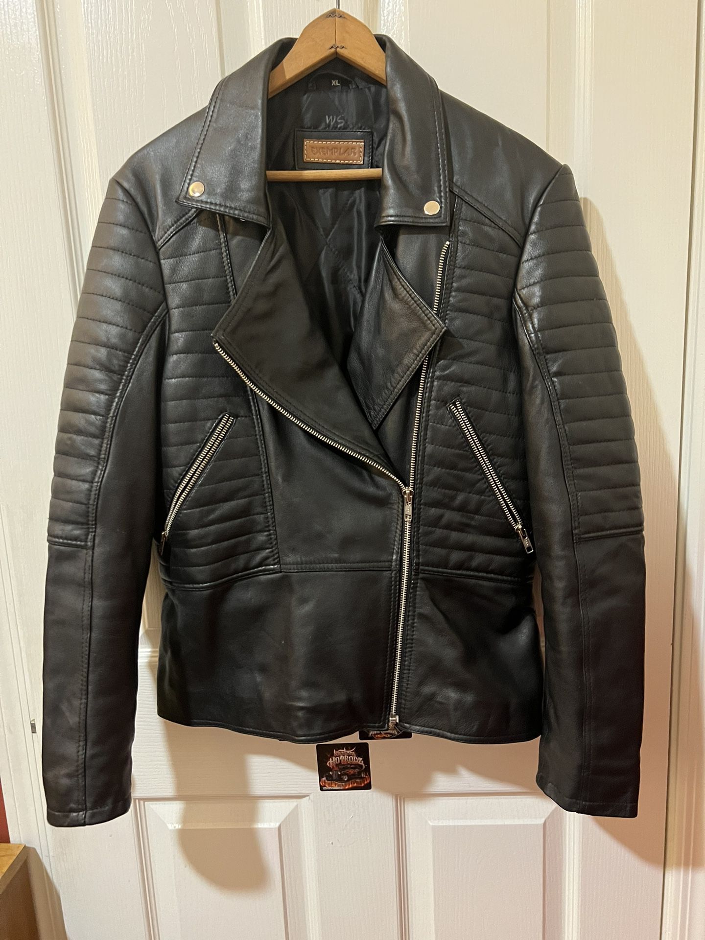Women Lambskin Leather Jacket Size L