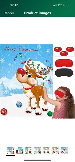 Brand New Christmas Games, for Kids, Family Party, Pin The Nose on Rudolph Game, Fun Xmas Games, Classic Design, with Premium Poster, Reusable Sticker