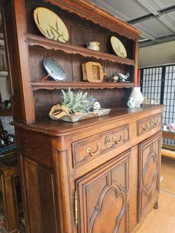 Late 18th-19th century French 2 body buffet/ cupboard with beautiful inlay