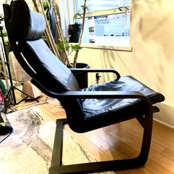 VINTAGE GENUINE LEATHER POÄNG CHAIR ART-DECO