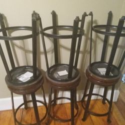 7 PIECES D307-124 ASHLEY STEWART CHALLIMAN RUSTIC STOOLS!!! PRICE IS FIRM!. ++++One FREE High Chair++++