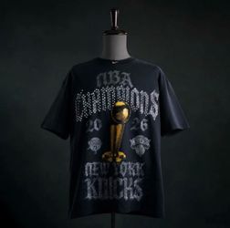 New York Knicks Nike 2026 NBA Finals Champions Authentic Locker Room Limited Edition On Court T-Shirt - Gray Size: L