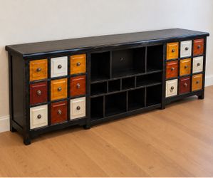 Custom Rustic Multicolor Drawer Console