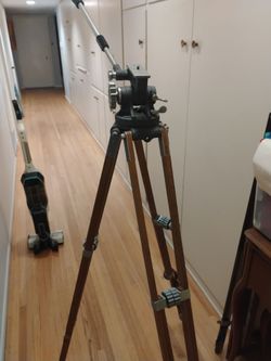Vintage Wooden Tripod with Pan Head