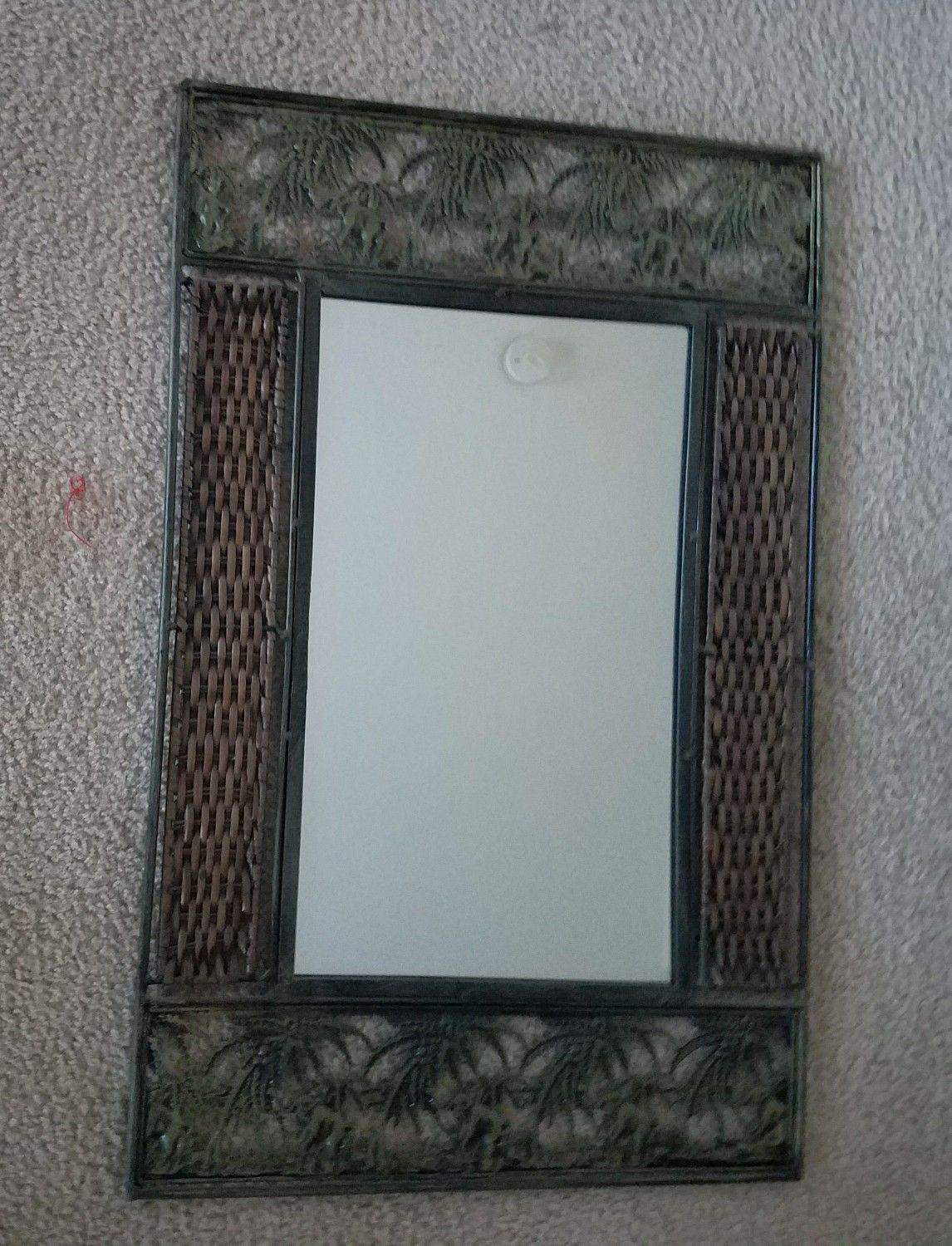 Mirror with Wicker and Metal Accents
