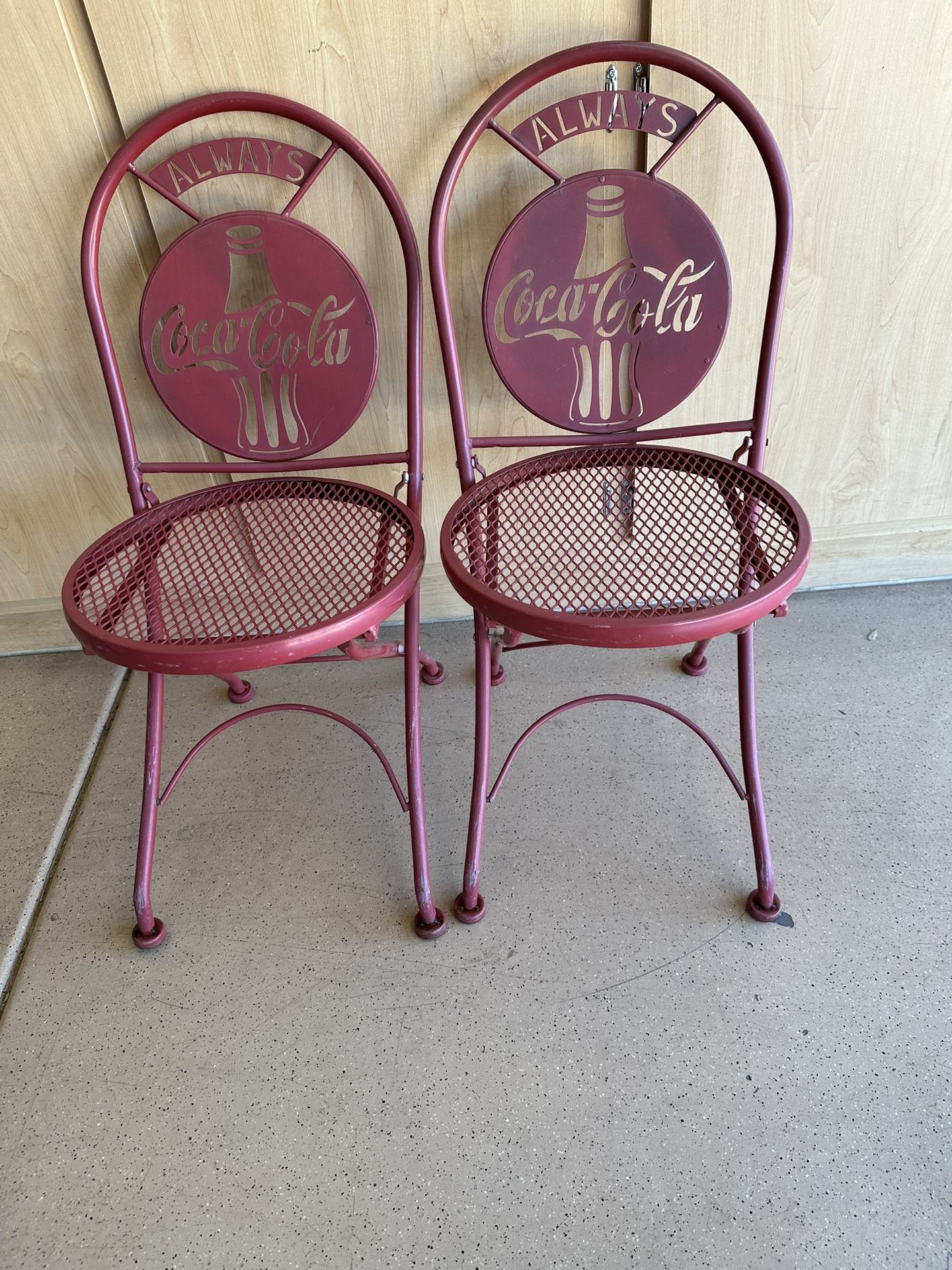 2-Vintage Metal Coca Cola Fold-up Chairs