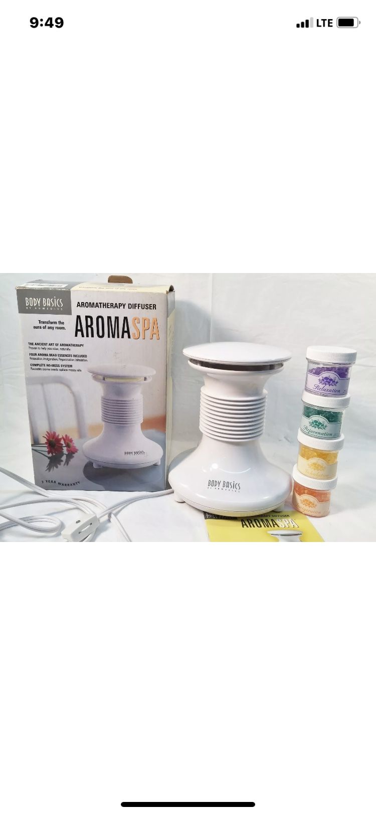 Homedics Body Basics Aromatherapy Diffuser Aroma Spa + 4 Bead Jars