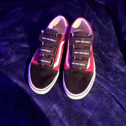 Vans, black white and red with black and white checkers, Size 8 1/2 