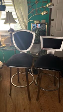 Black and Silver Bar Stools that swivel Set of 2