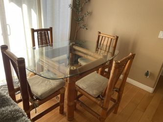 Bamboo Glass Dining Set