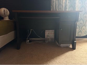 Two-Tone Wood Desk with Drawer and Cabinet