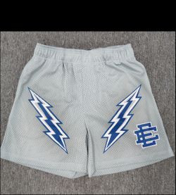 Eric Emanuel Lightning bolt shorts grey/blue size large mens