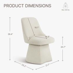 🥨1Pcs Swivel Dining Chair Mid Century Modern DeskChair High Back Upholstered Linen Fabric SideChair for Kitchen Diningroom Bedroom,Linen
