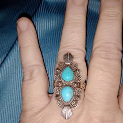 Sterling Silver.925 Turquoise Ring Adjustable Size