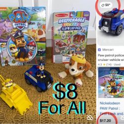 $8 For All Bundle of Paw Patrol Cars,Characters & Educational Books