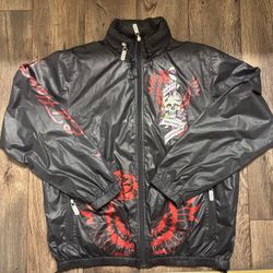 Vintage Ed Hardy by Christian Aguilar Death Before Dishonor Windbreaker Black Size Large