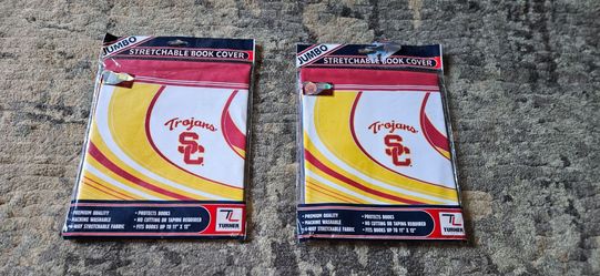 (2) USC TROJANS Stretchable Fabric Book Covers. Brand New Never Opened Or Used!!