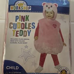 Pink Cuddles Teddy Girls Build A Bear Workshop Baby Plush Costume 18-24 Months